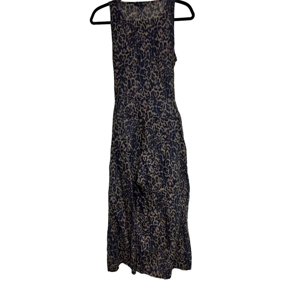 Banana Republic Linen Blend Leopard Cheetah Animal Print Jumpsuit Women’s Size 4